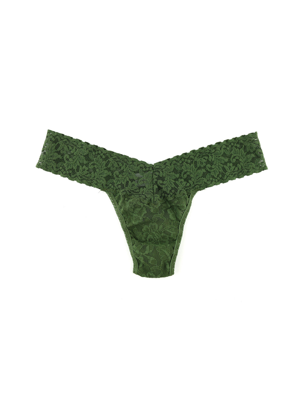 Signature Lace Low Rise Thong Bitter Olive Green