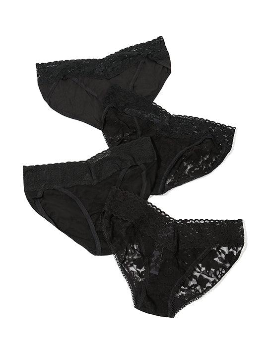 Lace Knickers Black White (4 Pack)