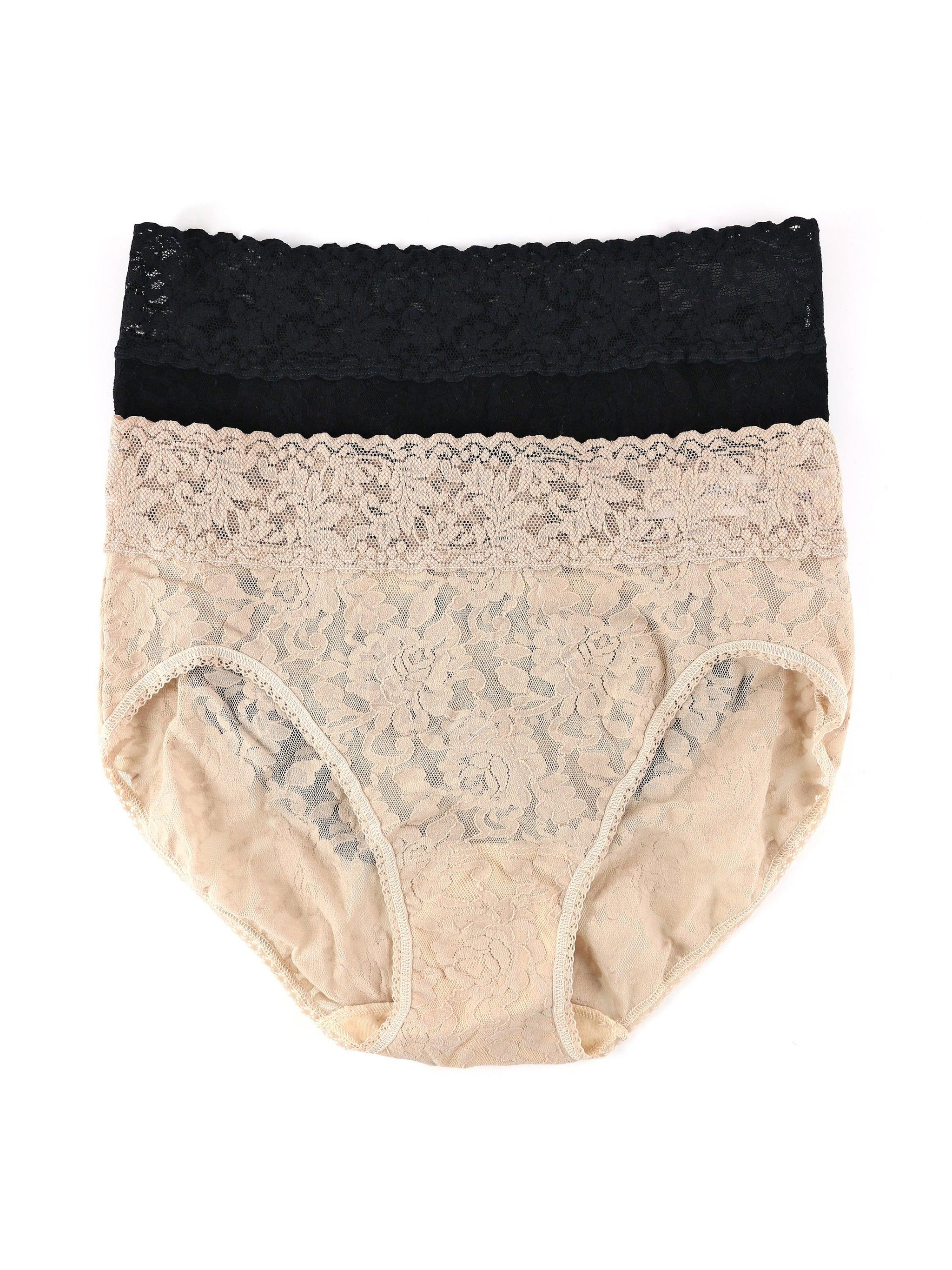 hanky panky, Signature Lace Vkini, Chai, Black, White, Xsmall, Full  Coverage Underwear for Women, Comfortable and Durable, Sizes from S to XL,  Everyday Wear at  Women's Clothing store