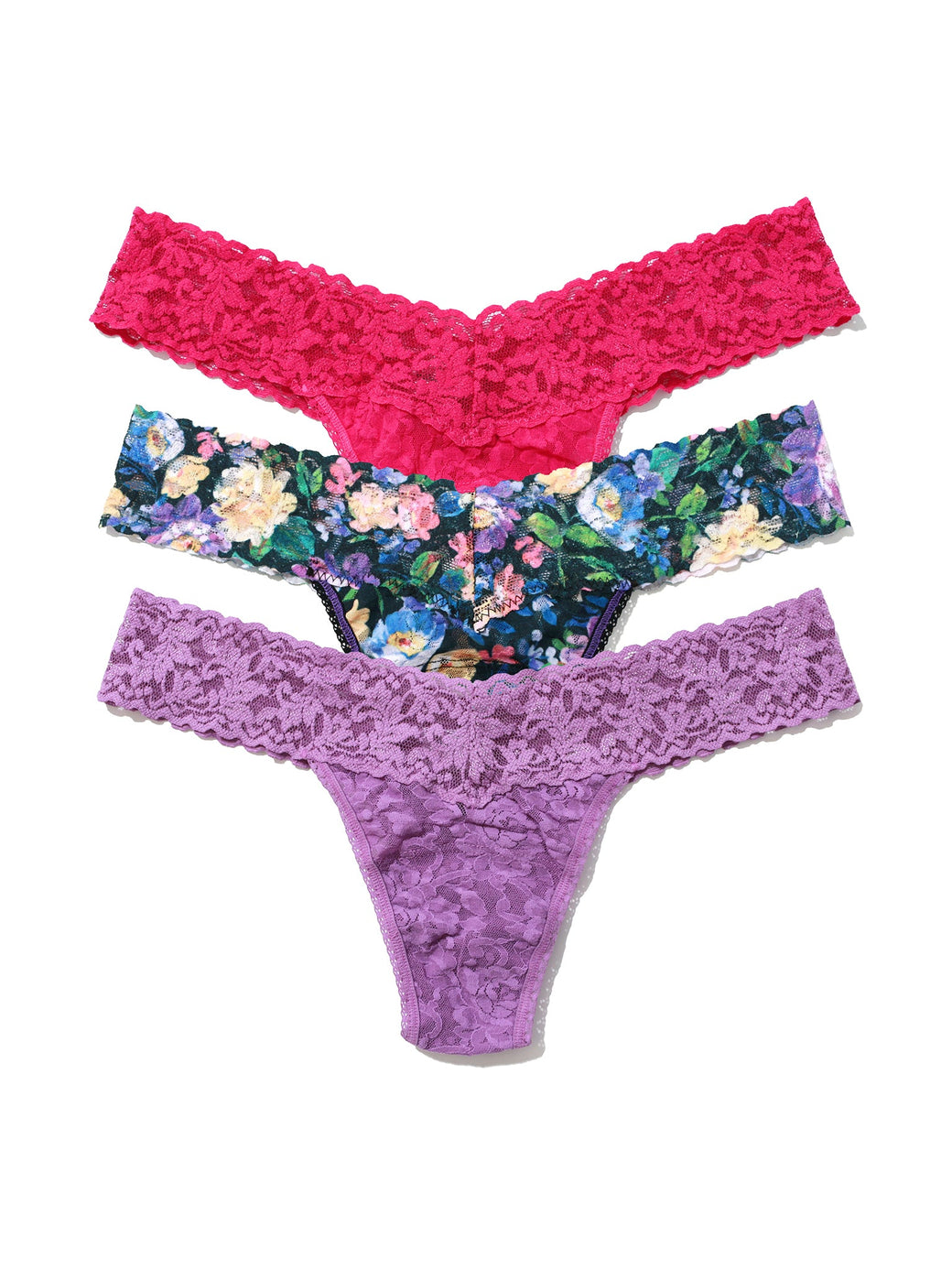 3 Pack Low Rise Thongs Dream Garden/Venus Purple/Sweet Tart Pink