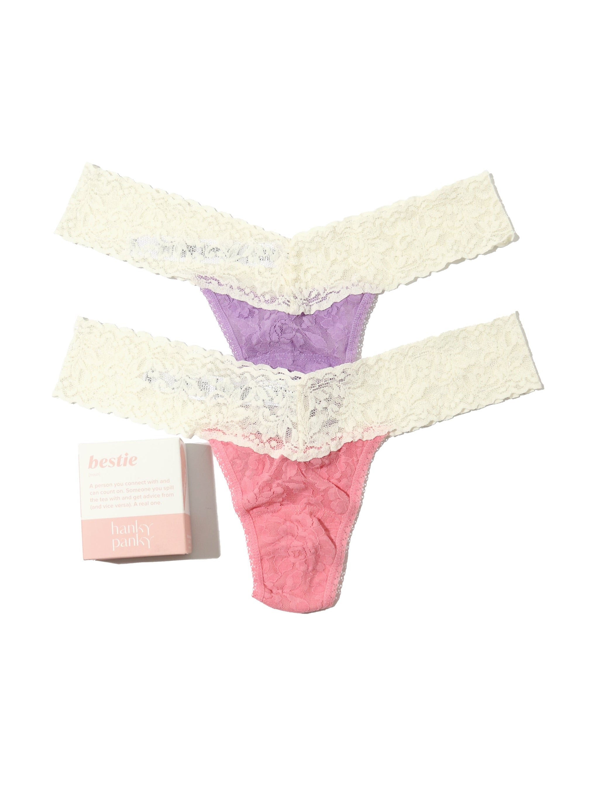 Bestie 2 Pack Low Rise Signature Lace Thongs in Box