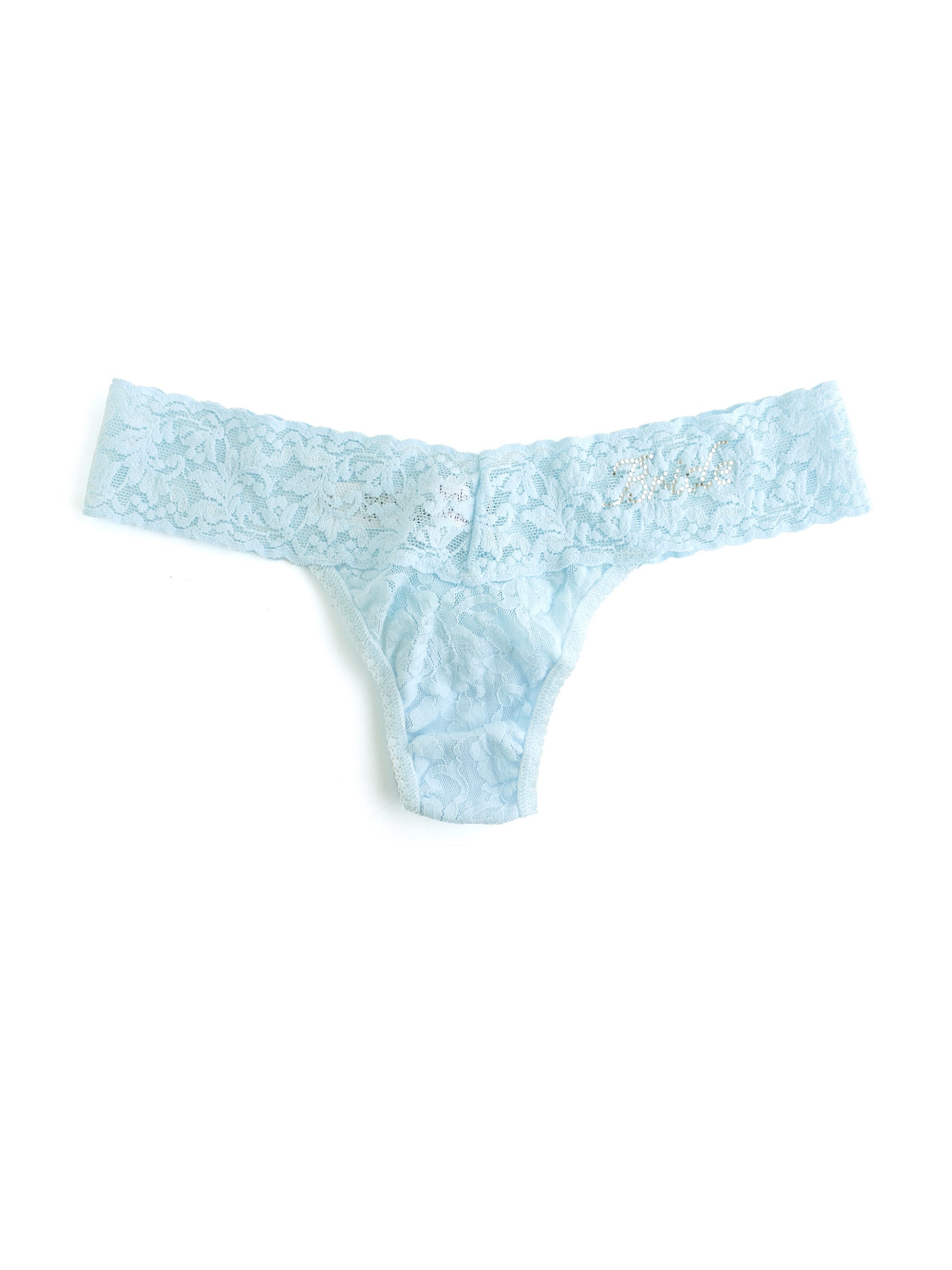 Bride Crystal Signature Lace Low Rise Thong Celeste Blue Hanky Panky