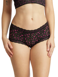 Cross Dyed Leopard Boyshort Black/ Tulip Pink