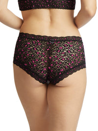 Cross Dyed Leopard Boyshort Black/ Tulip Pink