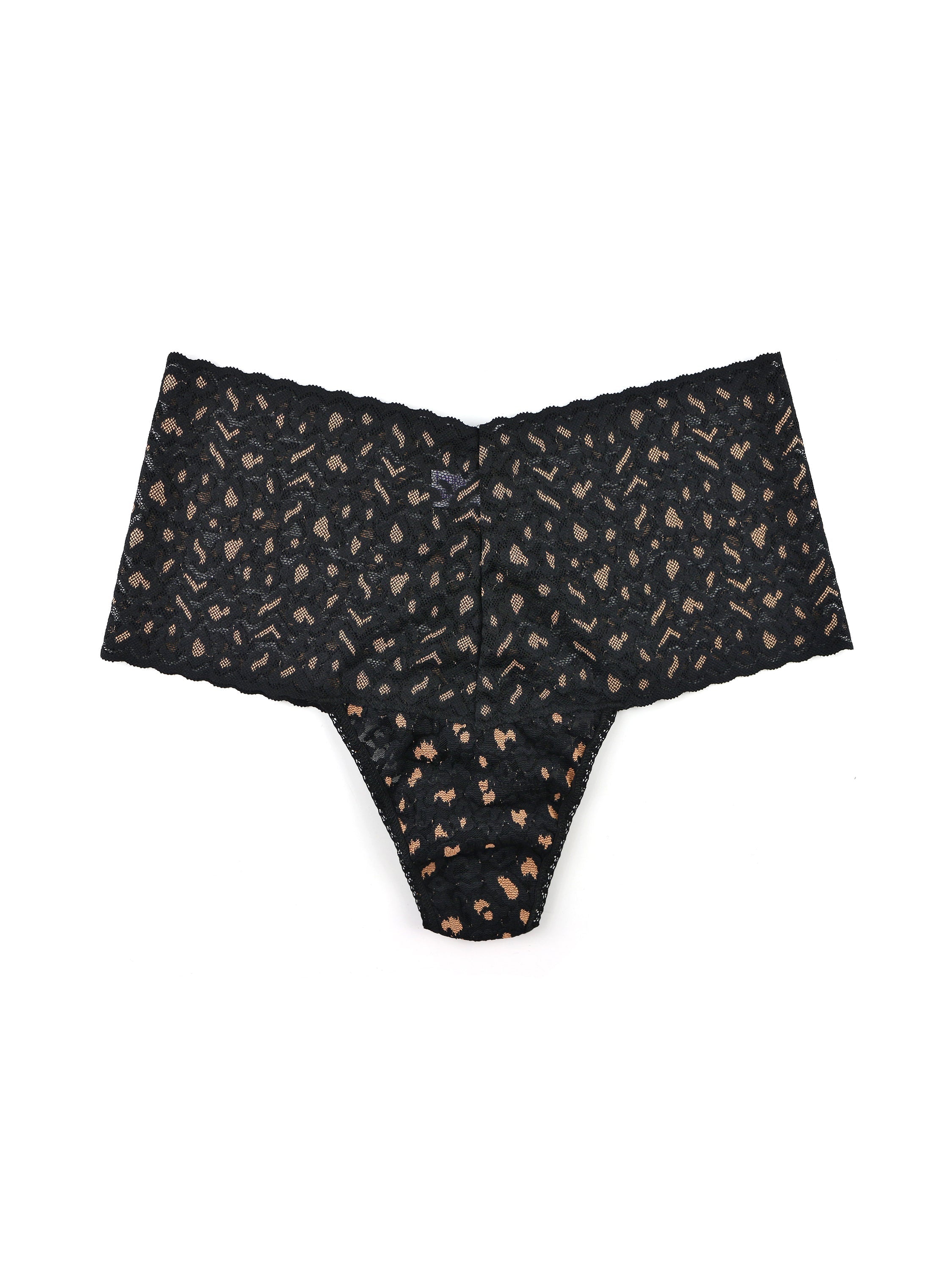 Printed Retro Lace Thong Classic Leopard