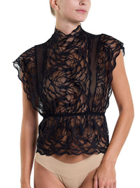 Dark Romance Lace Mockneck Top Black