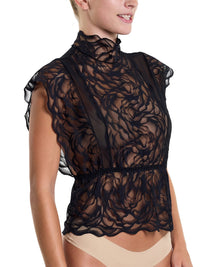 Dark Romance Lace Mockneck Top Black