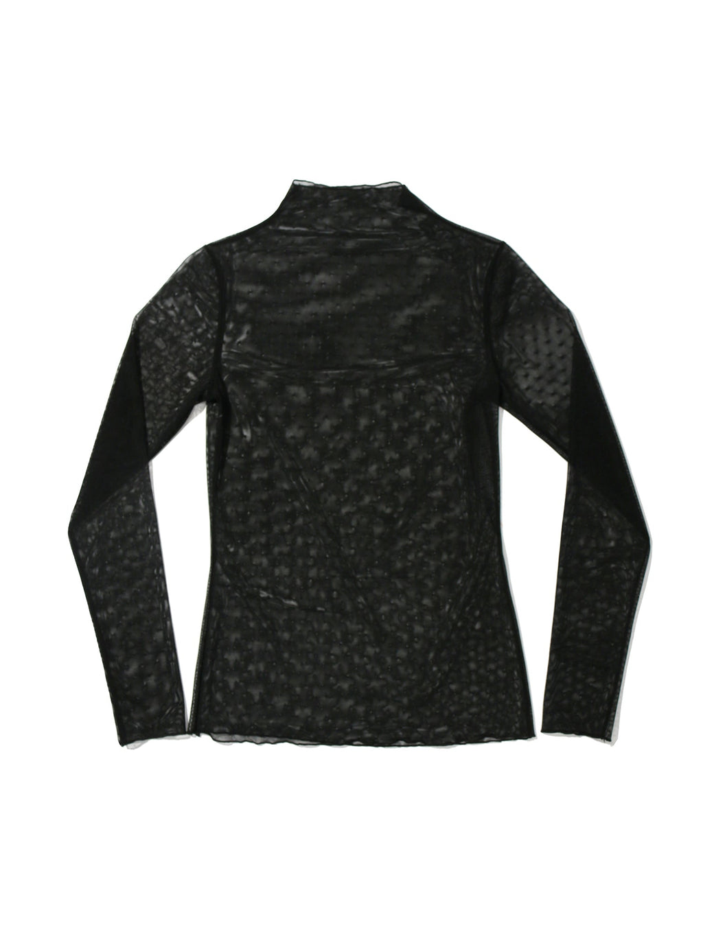 Dotted Tulle Mockneck Top Black