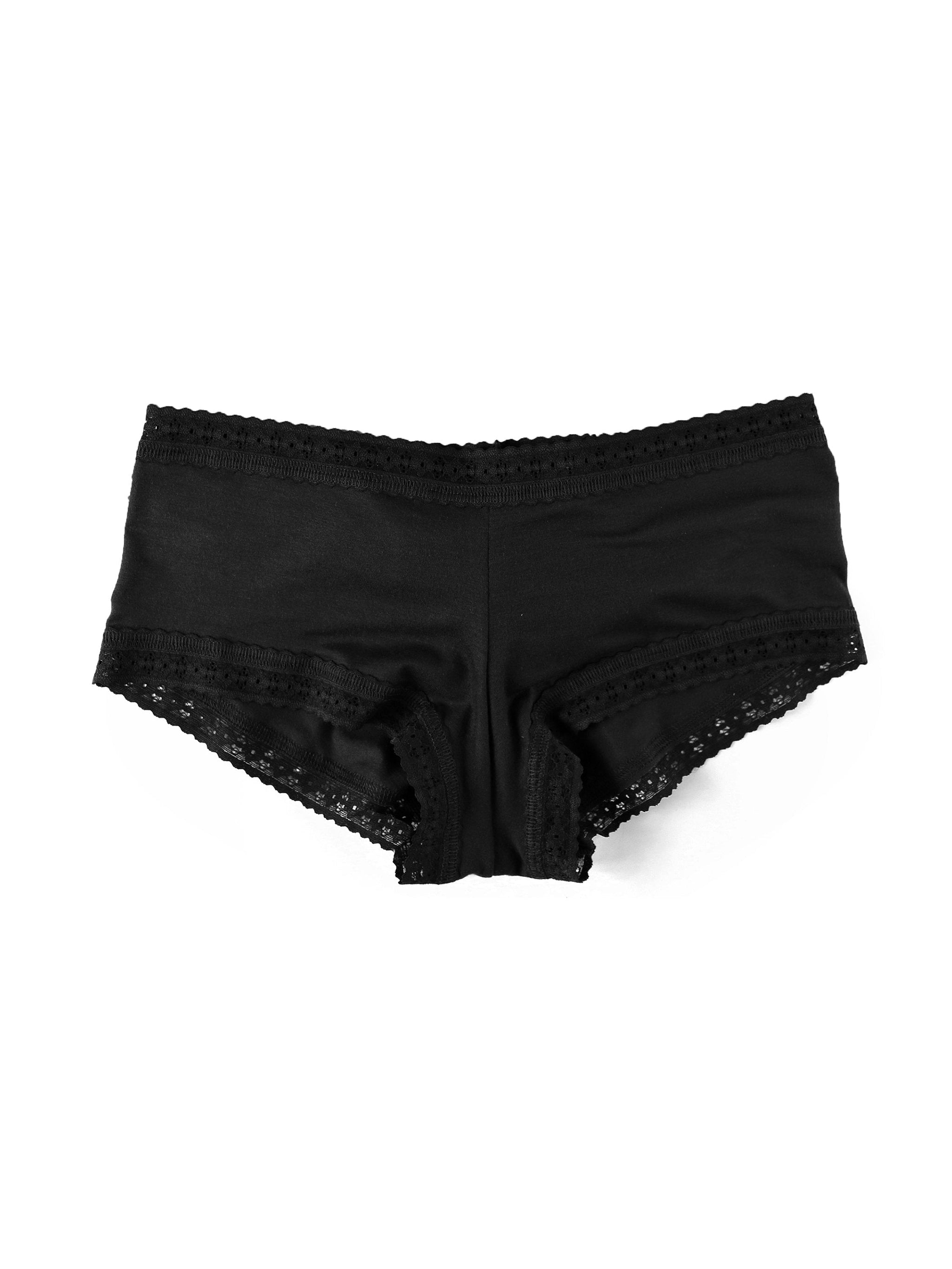 Women's Lace Trim Cotton Boy Shorts Underwear - Auden™ Black 2x