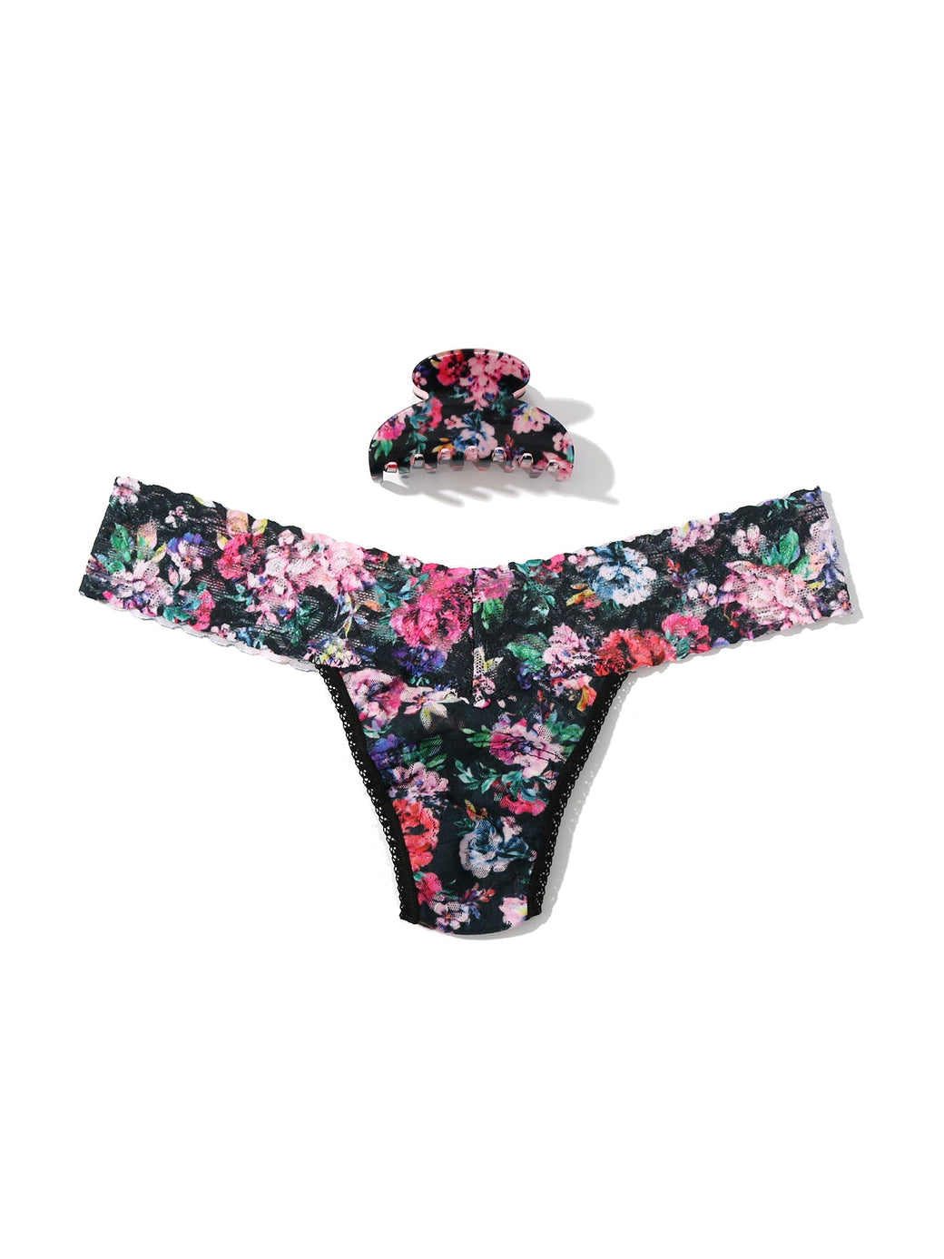 France Luxe Clip and Low Rise Thong Dark Peonies