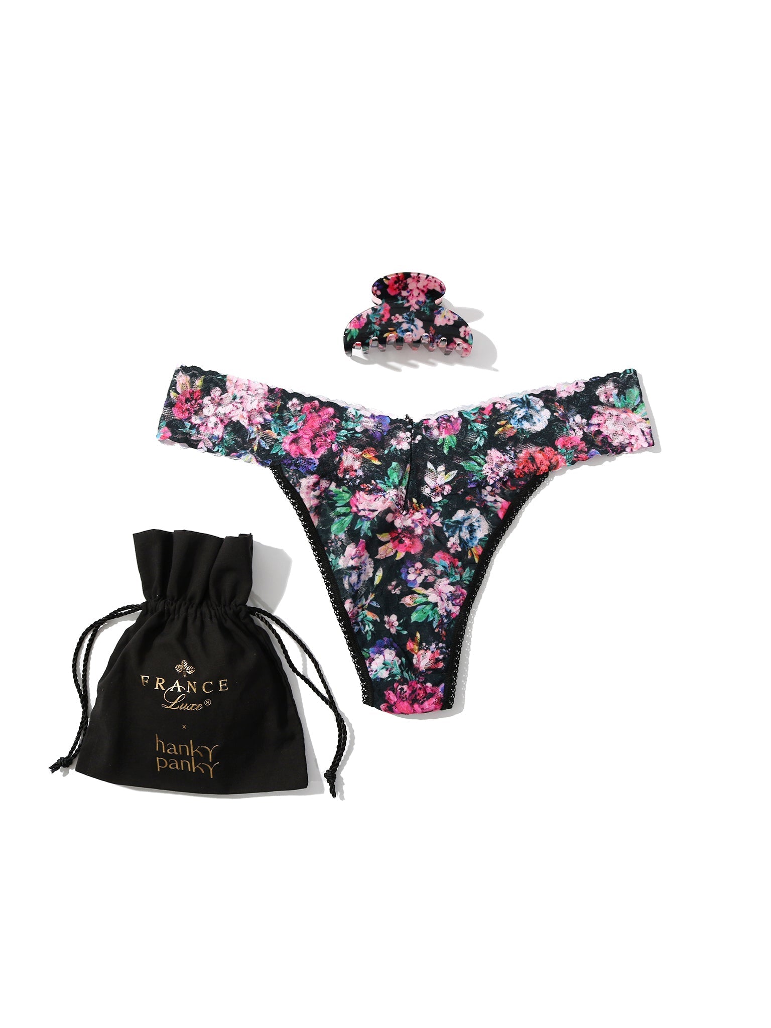 France Luxe Clip and Original Rise Thong Dark Peonies