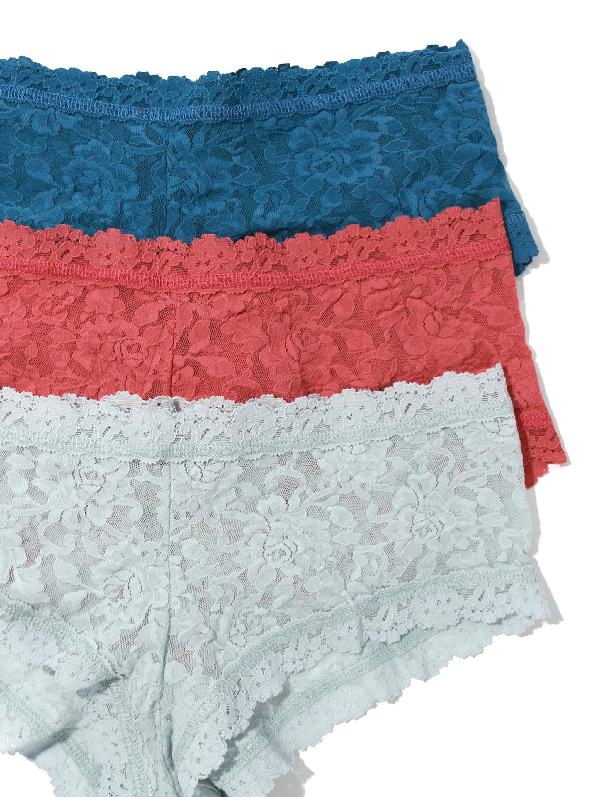 6 Pack of Women Hipster Panties Floral Lace Boyshorts Cheeky