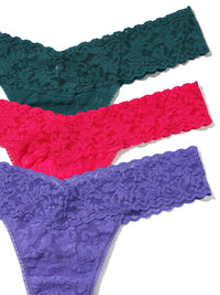 Holiday 3 Pack Signature Lace Low Rise Thong