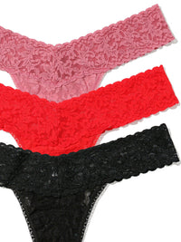 Holiday 3 Pack Signature Lace Low Rise Thong