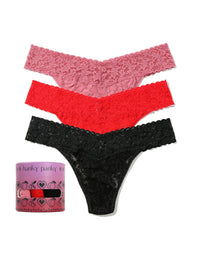 Holiday 3 Pack Signature Lace Original Rise Thong