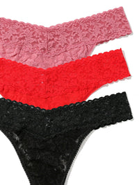 Holiday 3 Pack Signature Lace Original Rise Thong