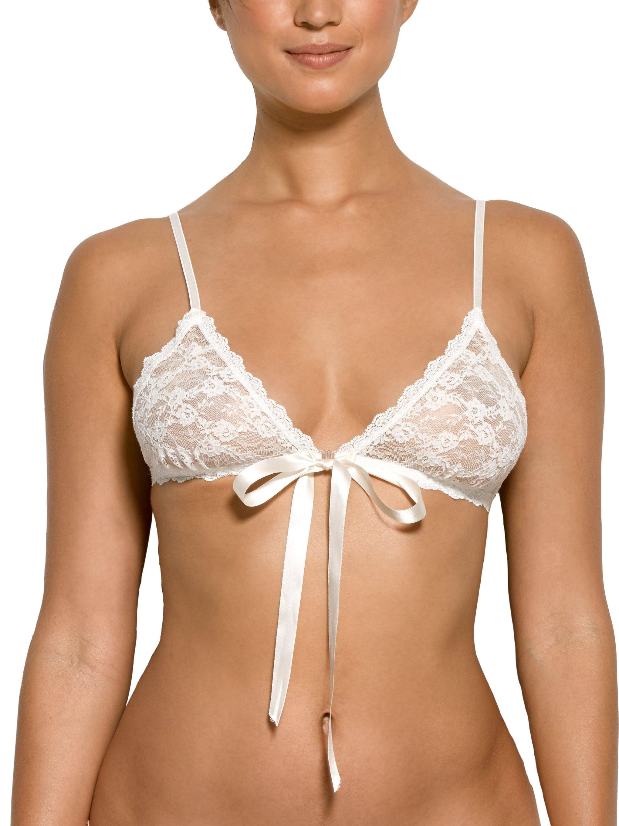 Women's Strappy Bra with Panties - Elastic Strap System / Peek-a