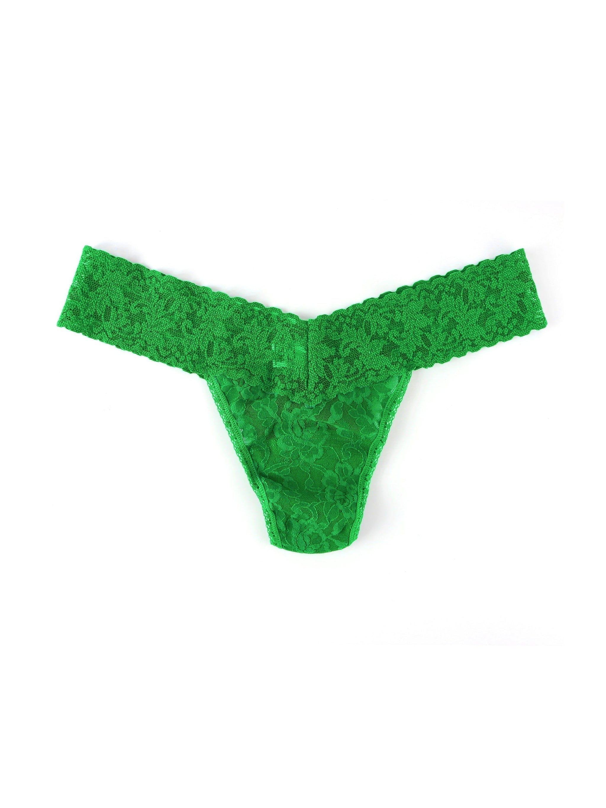 Petite Size Signature Lace Low Rise Thong Mistletoe Green