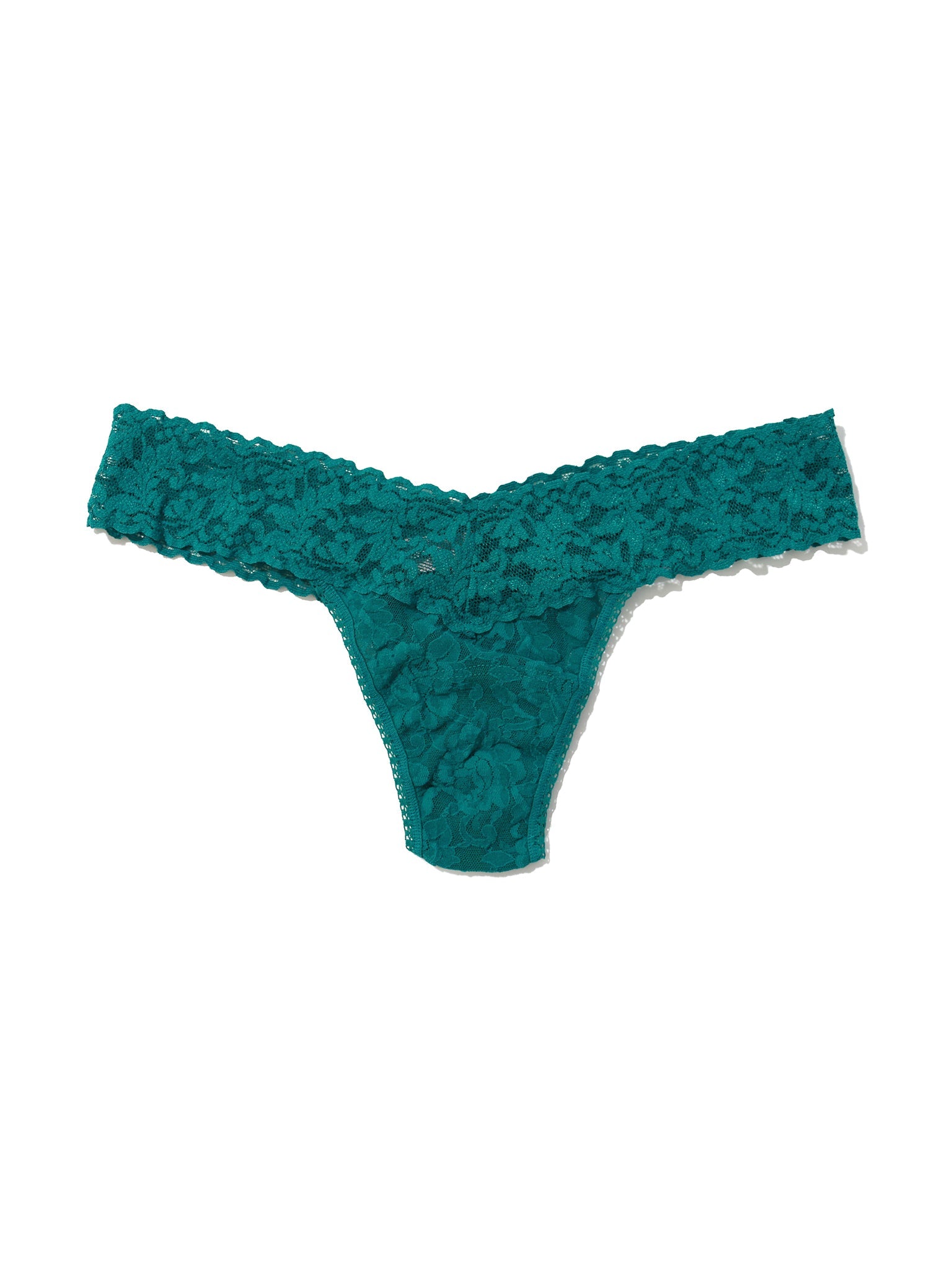 Petite Size Signature Lace Low Rise Thong Northern Lights Green