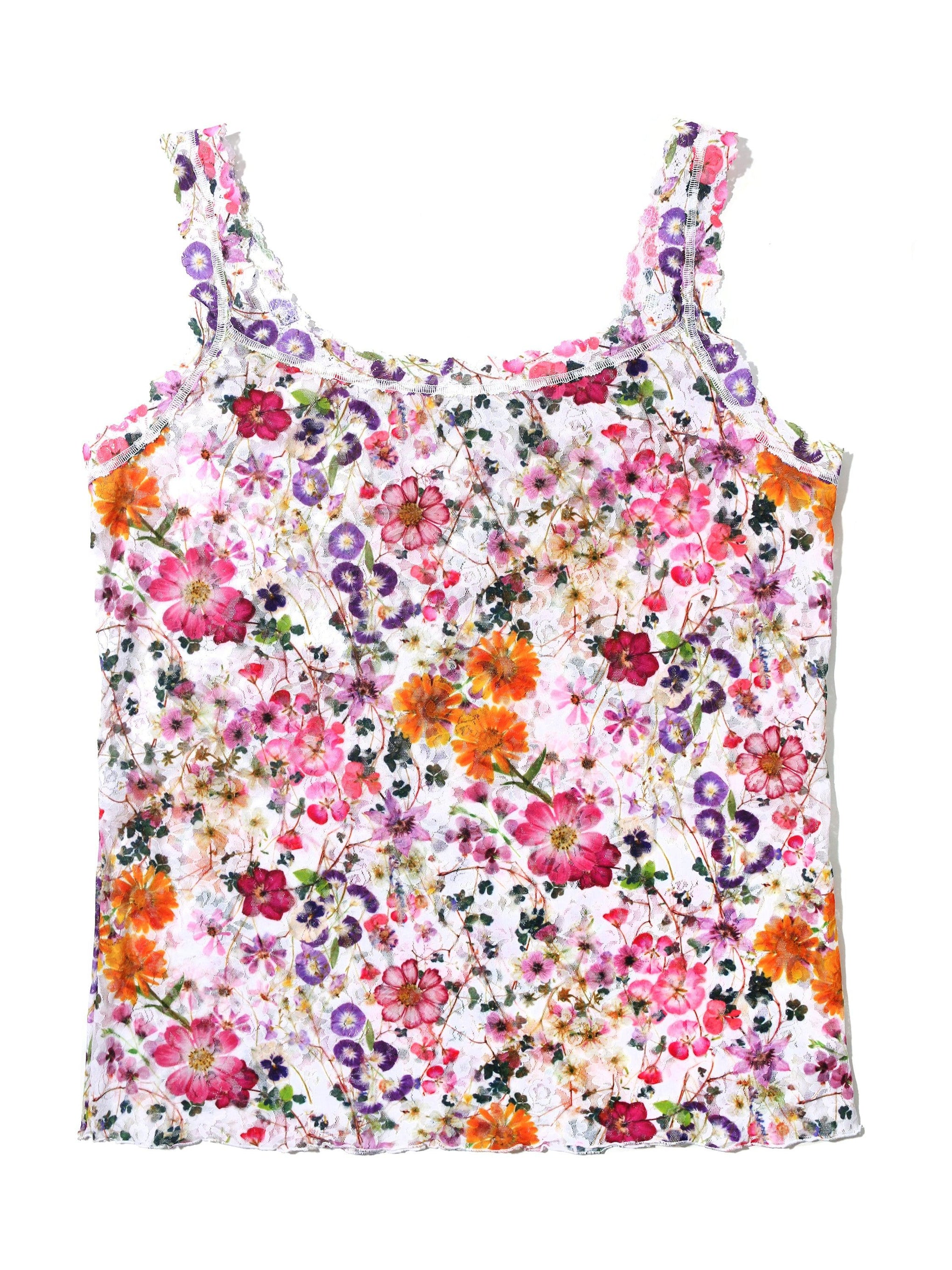 Plus Size Printed Signature Lace Cami Pressed Bouquet Sale