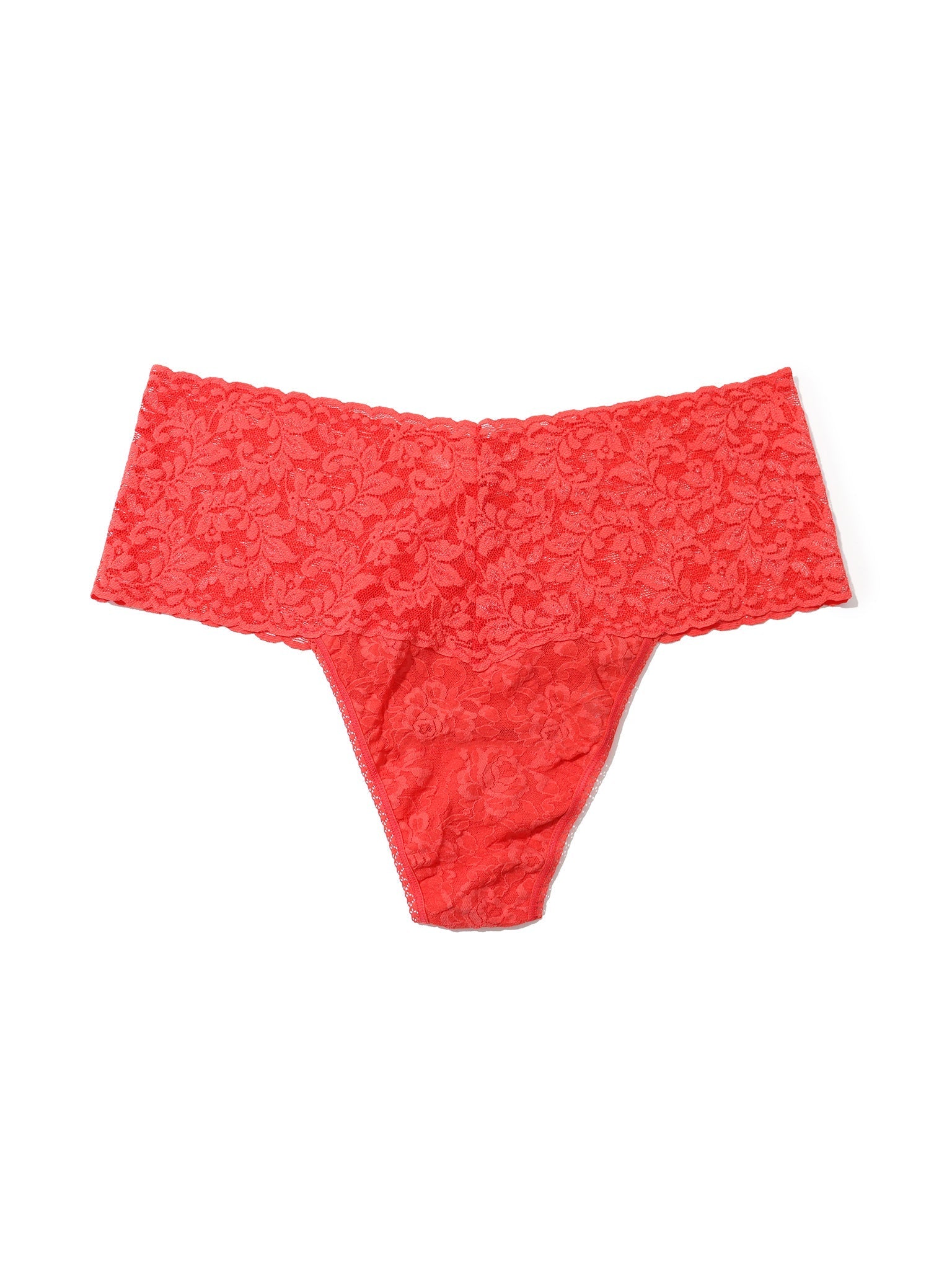 Plus Size Retro Lace Thong Hibiscus Bloom Pink Sale