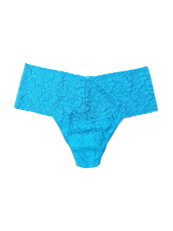 Plus Size Retro Lace Thong Ocean Eyes Blue Sale