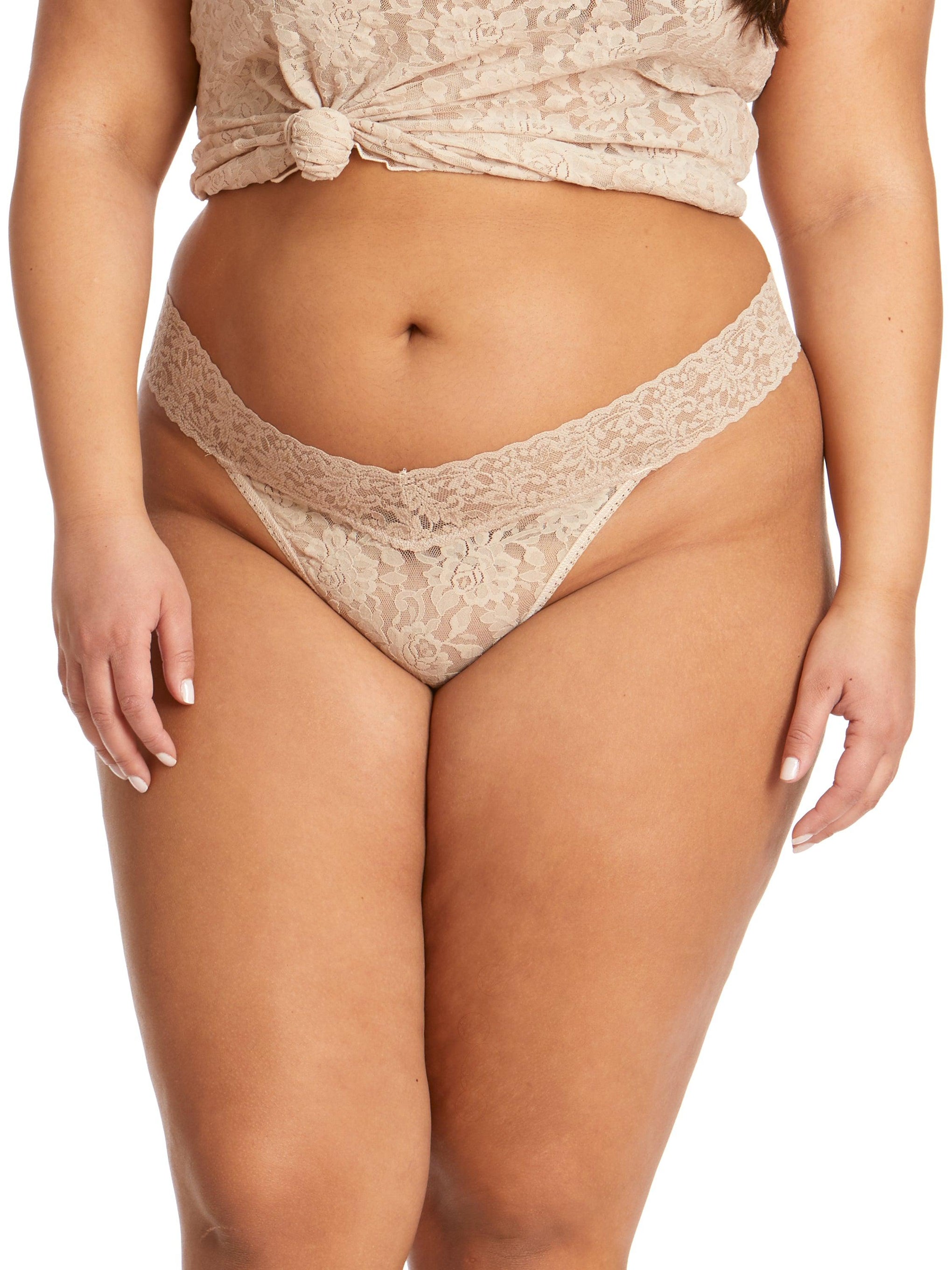  Lacy Line Sexy Plus Size Crotchless Thong with Bow