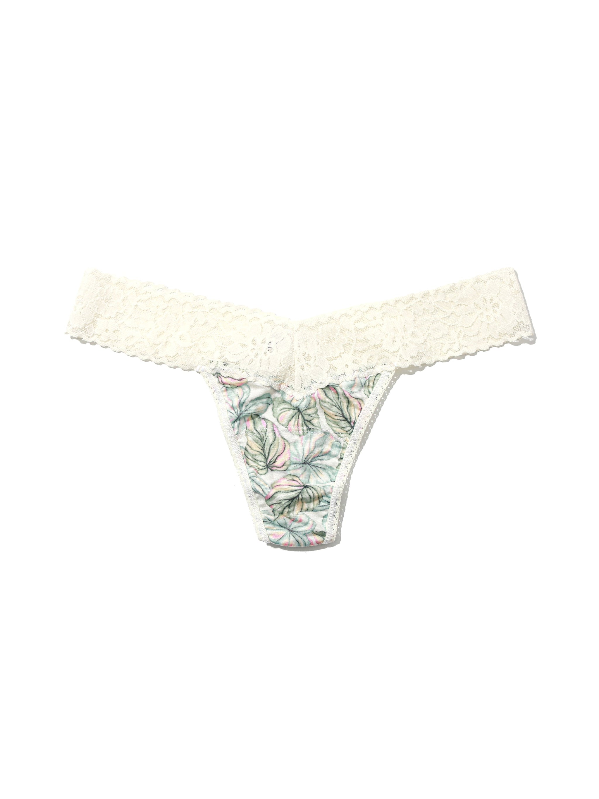 Printed DreamEase® Low Rise Thong Begonia Leaf