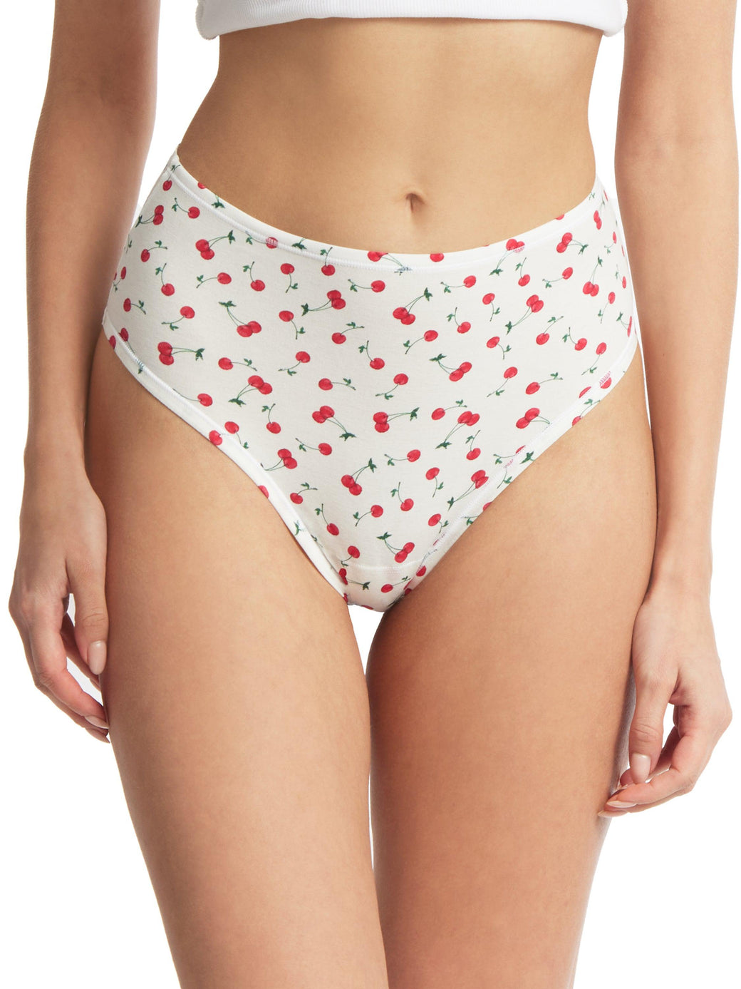 Printed PlayStretch™ High Rise Thong Cherry On Top