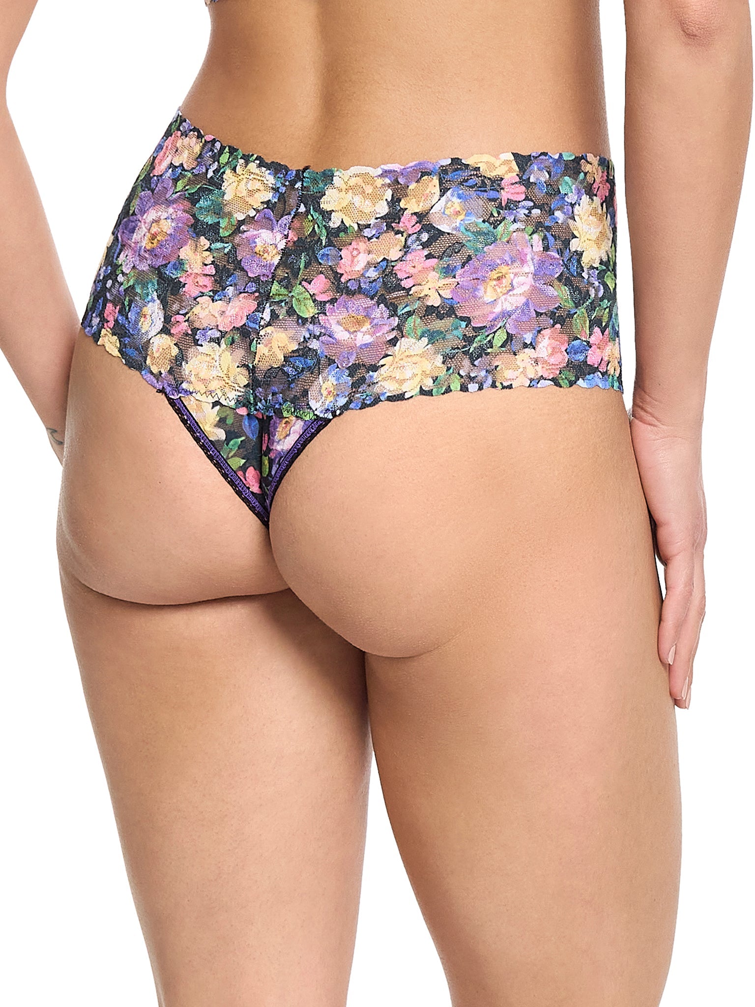 Printed Retro Lace Thong Dream Garden