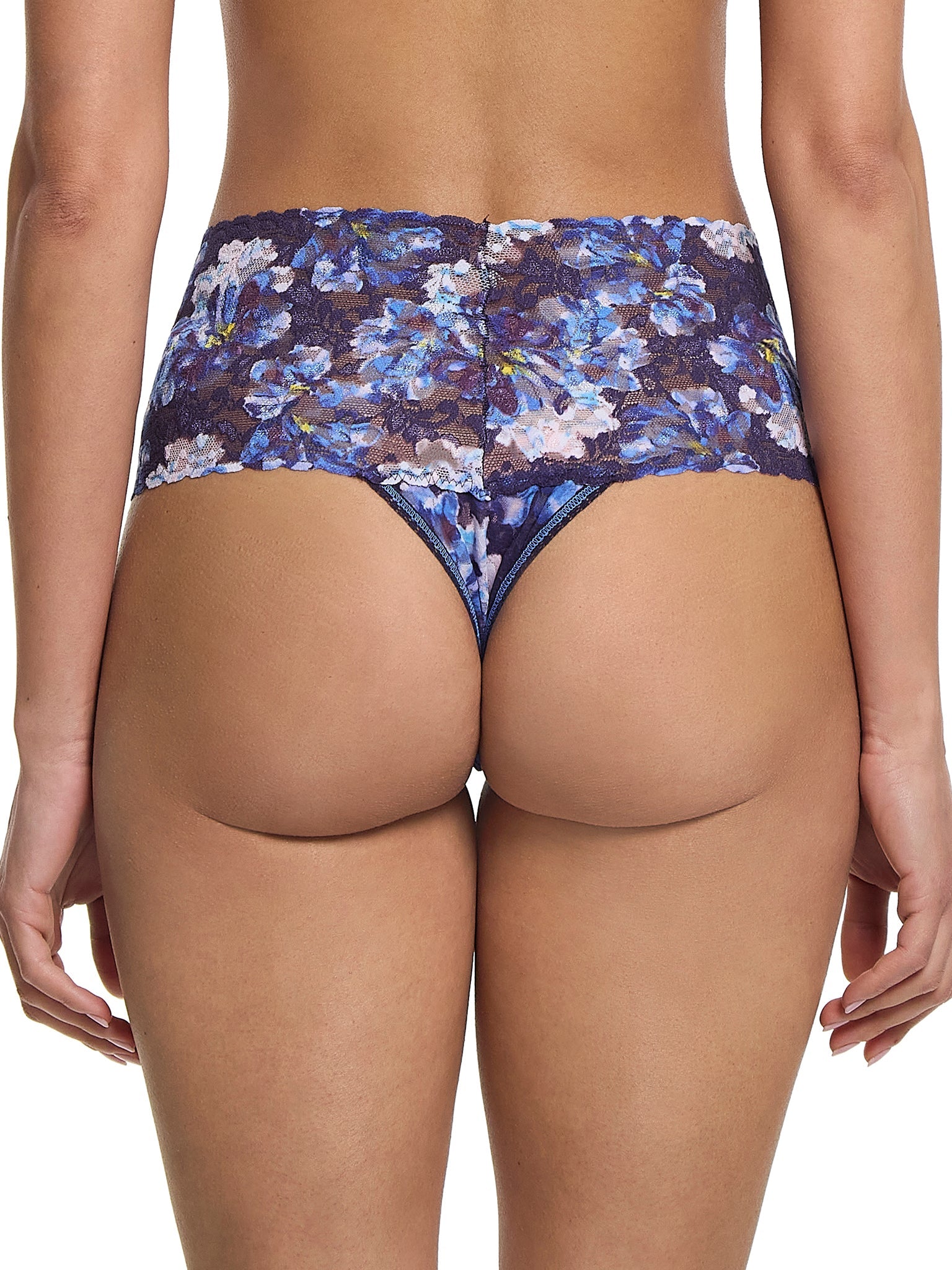 Printed Retro Lace Thong Nightfall Purple