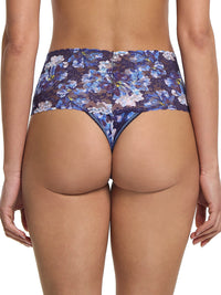 Printed Retro Lace Thong Nightfall Purple Sale