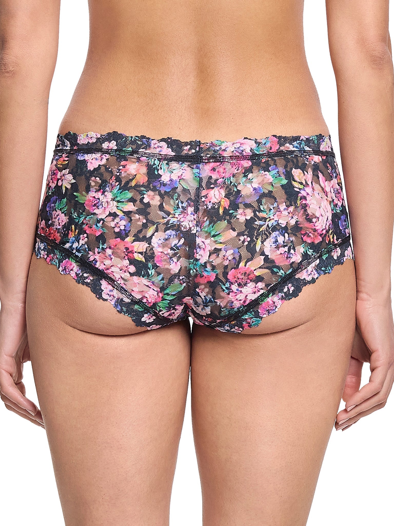 Printed Signature Lace Boyshort Dark Peonies Sale