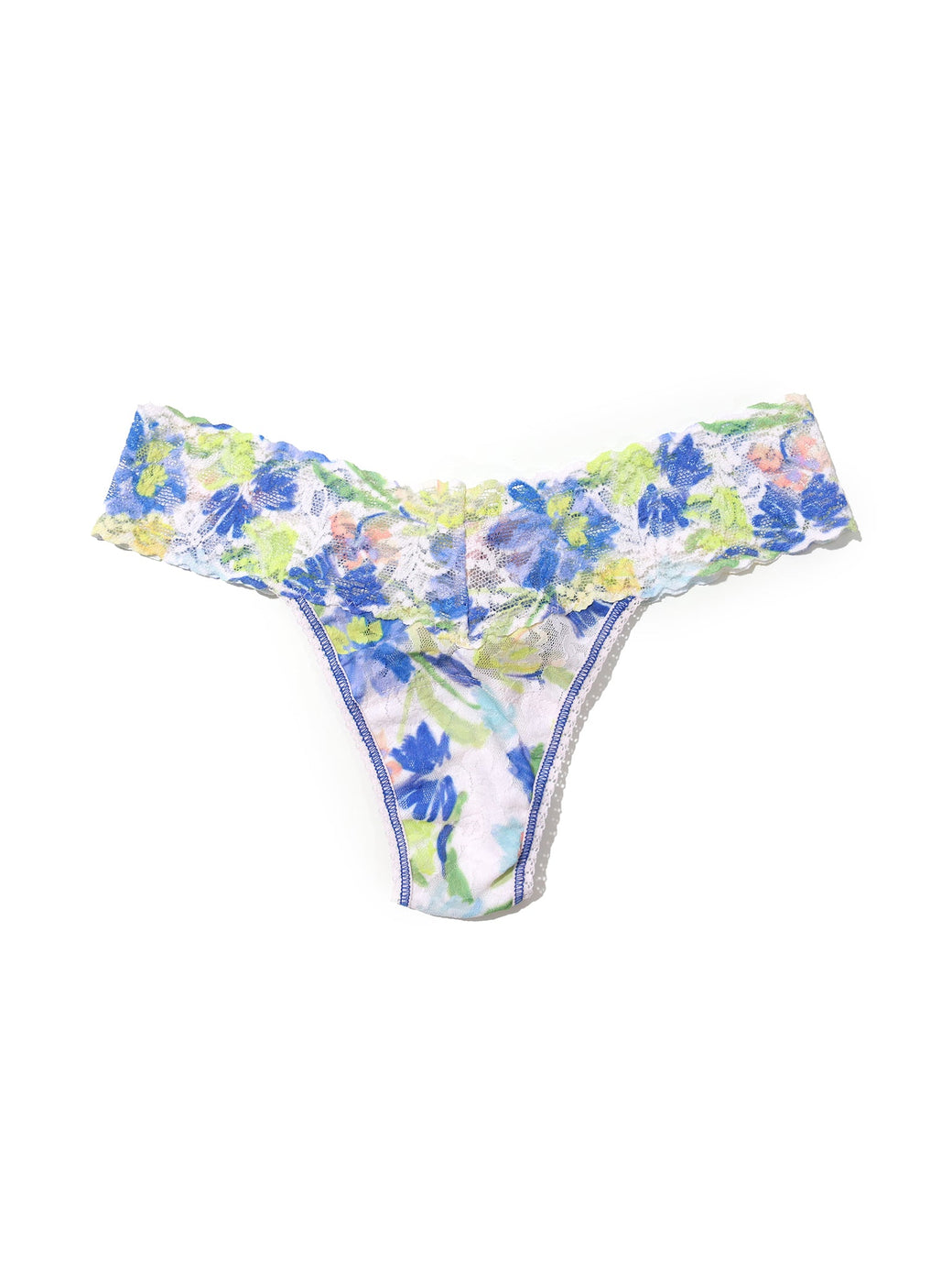 Printed Signature Lace Low Rise Thong Brush Strokes