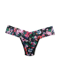 Printed Signature Lace Low Rise Thong Dark Peonies