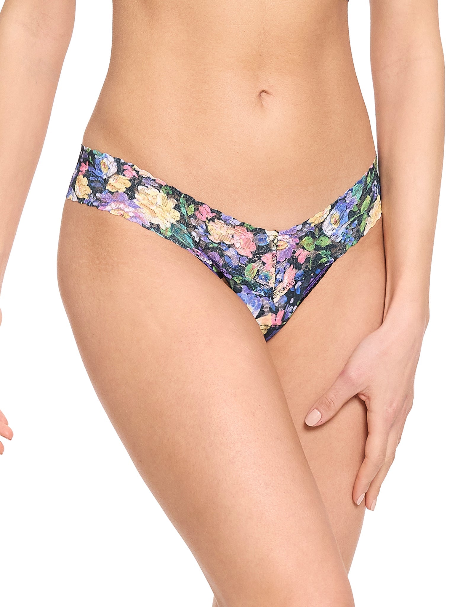 Printed Signature Lace Low Rise Thong Dream Garden Sale