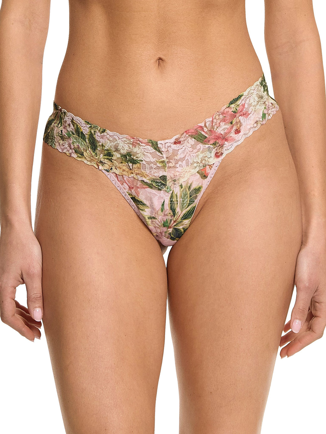 Printed Signature Lace Low Rise Thong French Garden