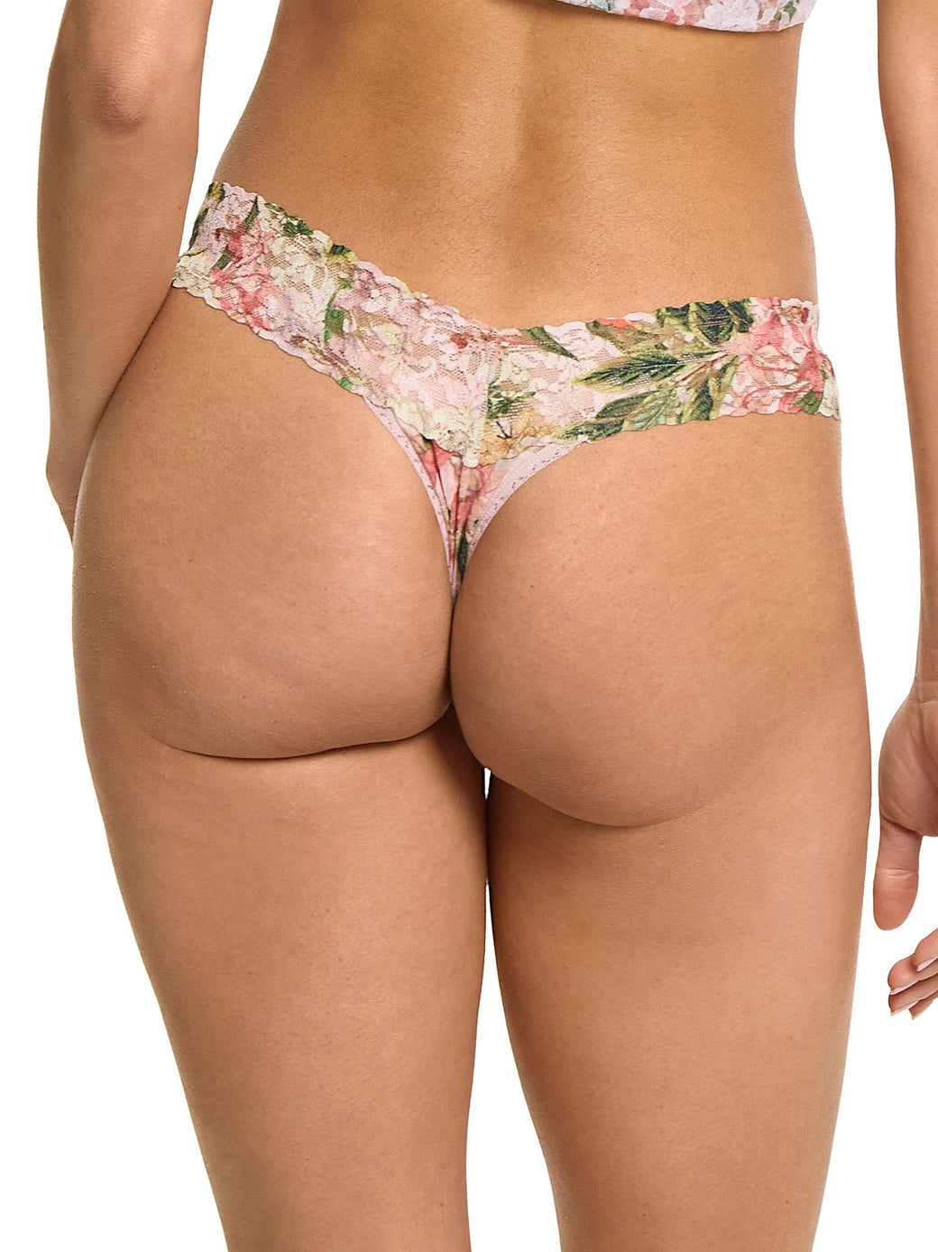 Printed Signature Lace Low Rise Thong French Garden