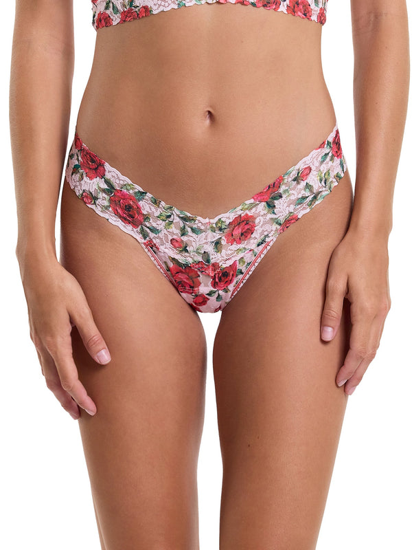 Printed Signature Lace Low Rise Thong Je' Taime