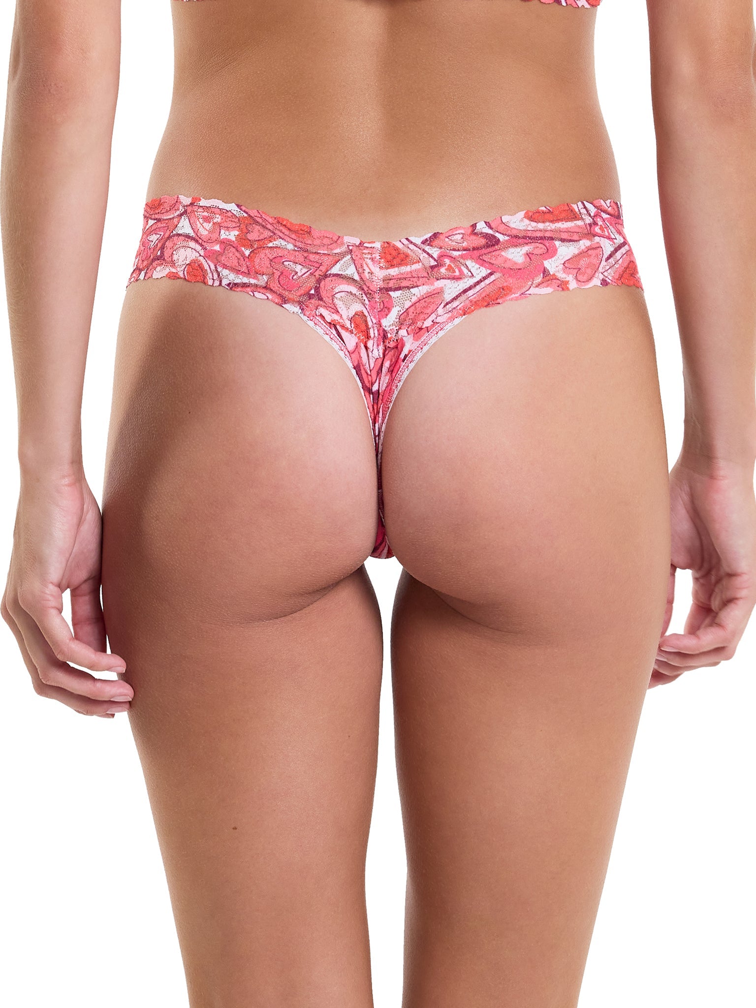 Printed Signature Lace Low Rise Thong Lots Of Love