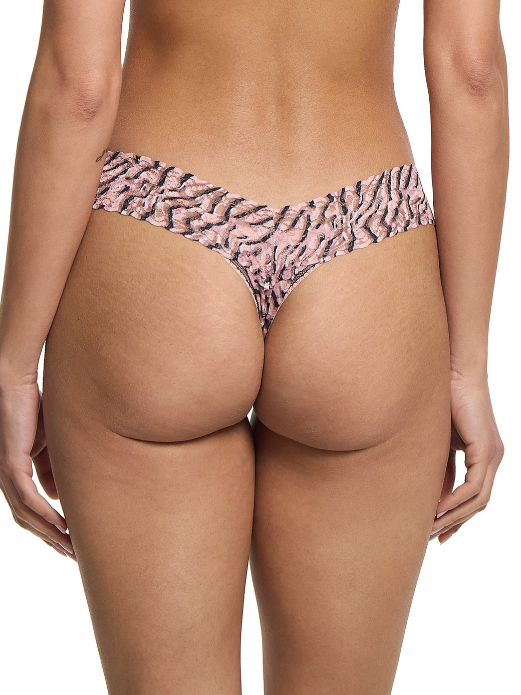 Printed Signature Lace Low Rise Thong Offbeat Neutral