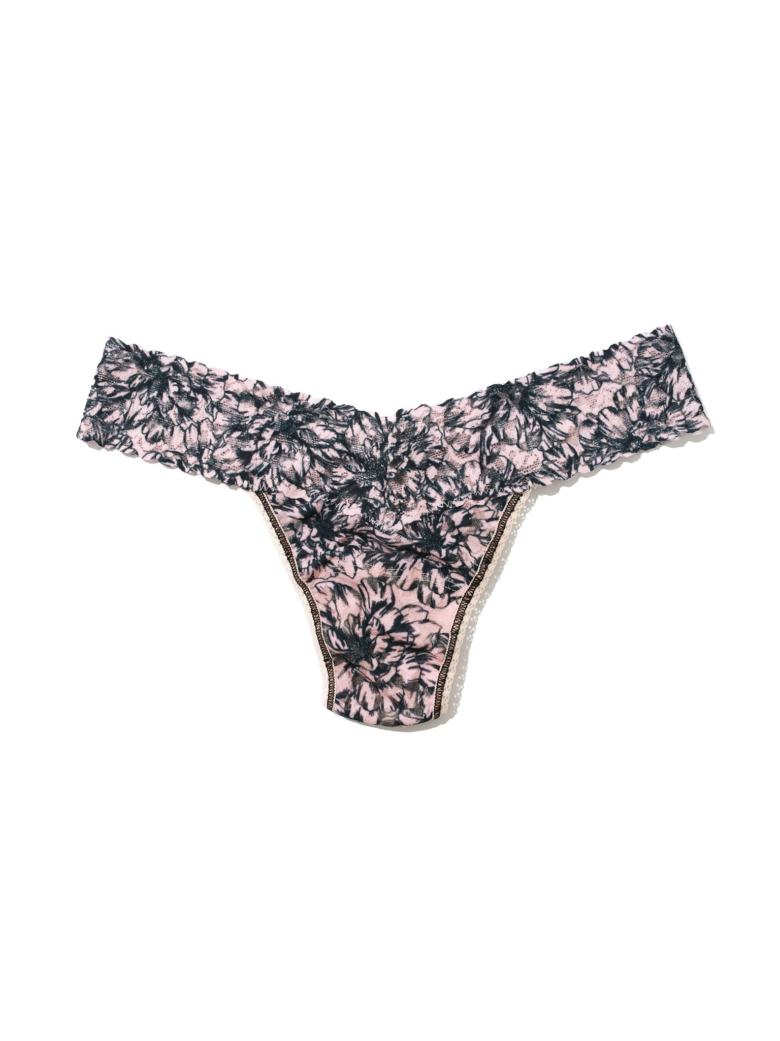 Printed Signature Lace Low Rise Thong Outline