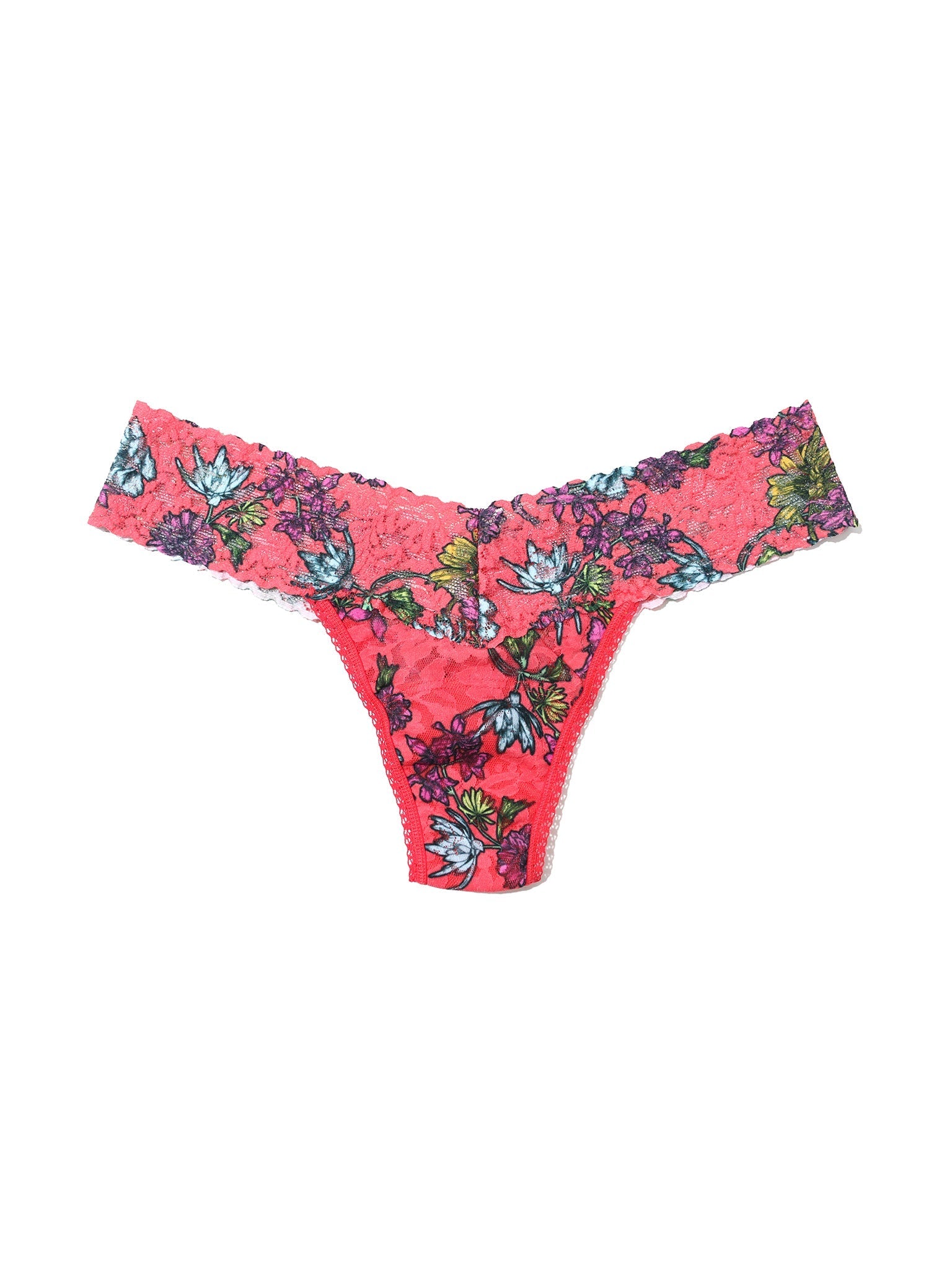 Printed Signature Lace Low Rise Thong Wonderland Blooms Sale