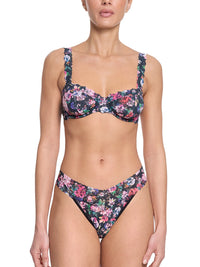 Printed Signature Lace Original Rise Thong Dark Peonies