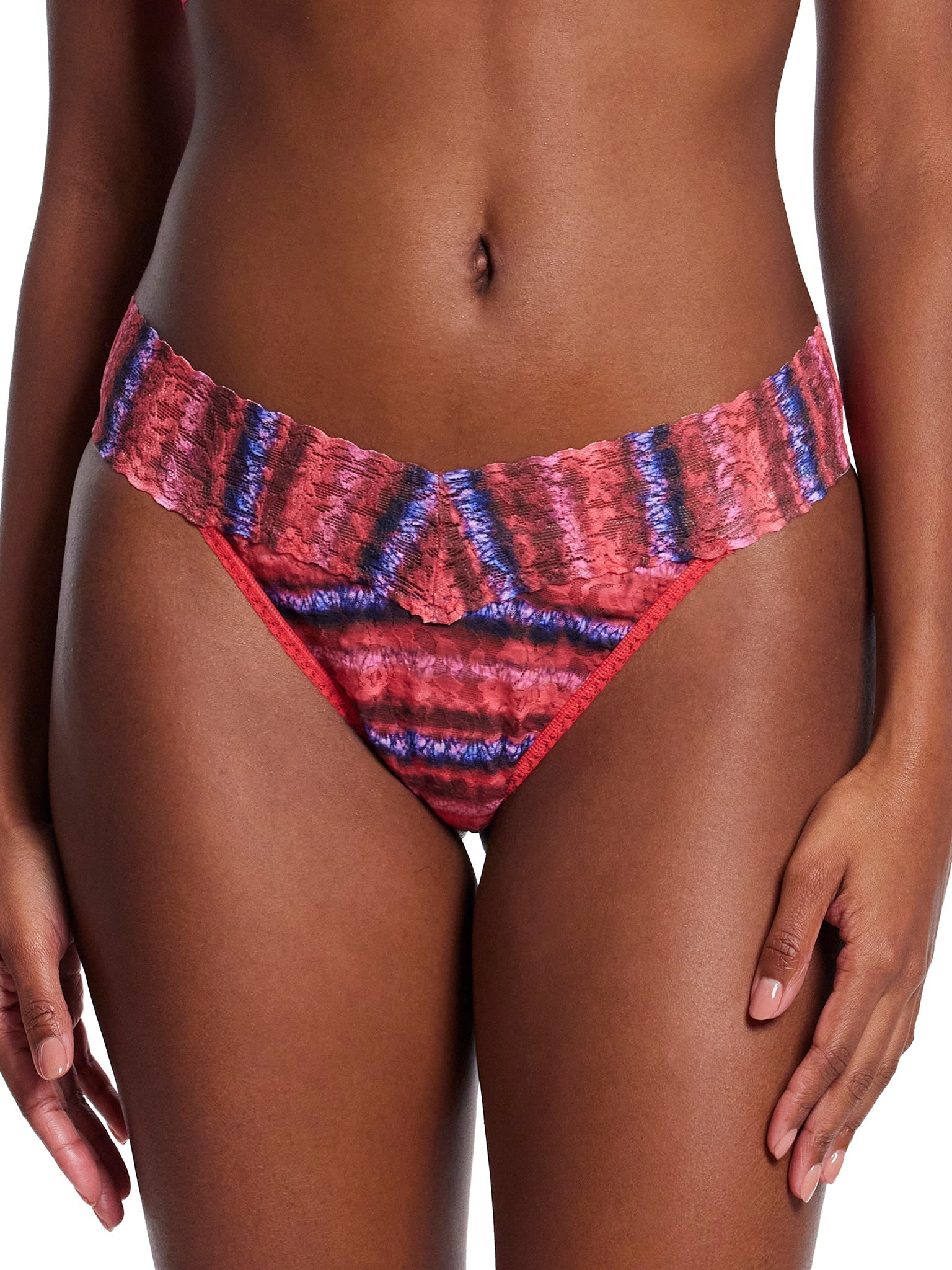 Printed Signature Lace Original Rise Thong Dip Dye Sale