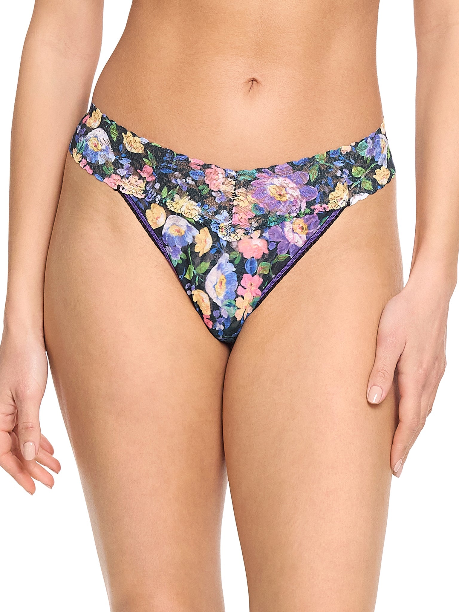 Printed Signature Lace Original Rise Thong Dream Garden