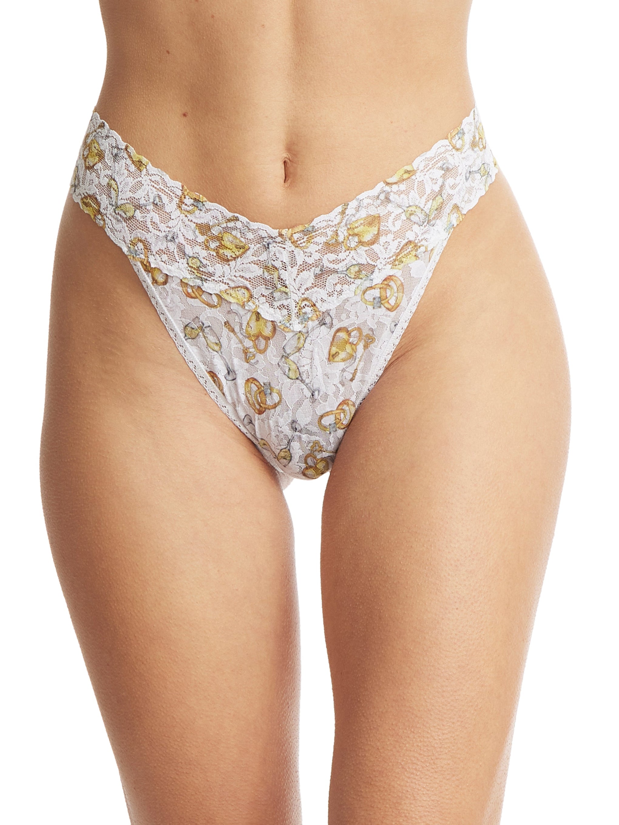 Printed Signature Lace Original Rise Thong Forever Gold Sale