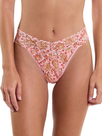 Printed Signature Lace Original Rise Thong Gingerbread Sale