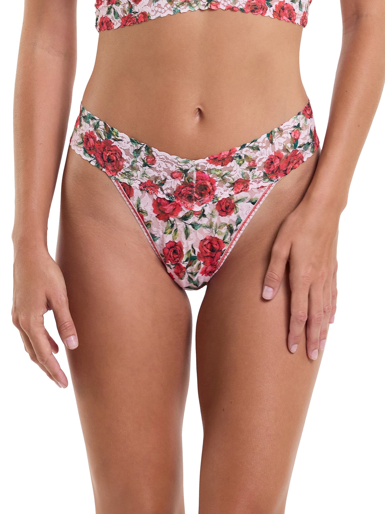 Printed Signature Lace Original Rise Thong Je' Taime