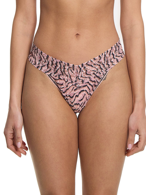 Printed Signature Lace Original Rise Thong Offbeat Neutral